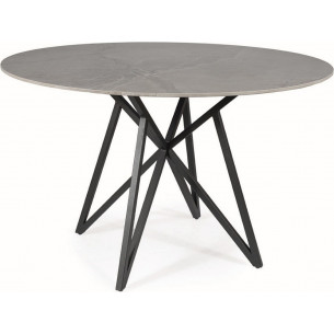 Murano 120cm grey marble effect&amp;black mat round ceramic dining table Signal