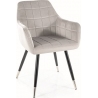 Krzesło welurowe nowoczesne Nuxe Velvet jasny szary/czarny/chrom Signal