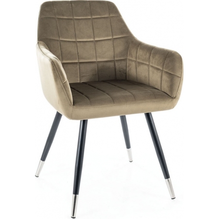 Krzesło welurowe nowoczesne Nuxe Velvet oliwkowy/czarny/chrom Signal