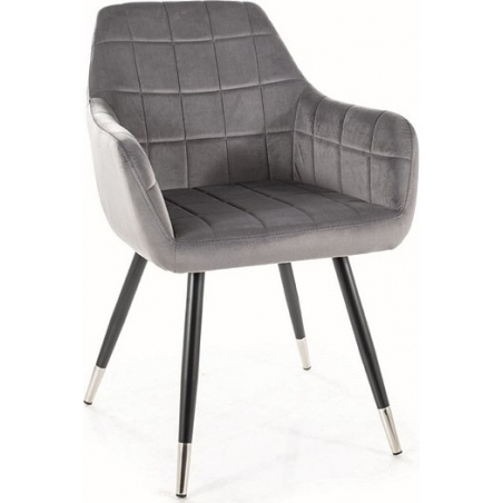 Krzesło welurowe nowoczesne Nuxe Velvet szary/czarny/chrom Signal