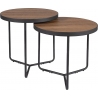 Penelope walnut&amp;black round coffee tables set Signal