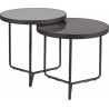 Penelope grey&amp;stone effect&amp;black round glass coffee tables set Signal