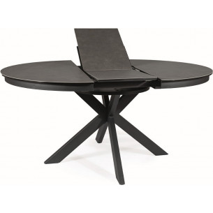 Porto ceramic 120cm grey marble effect&amp;black matt round extendable table Signal