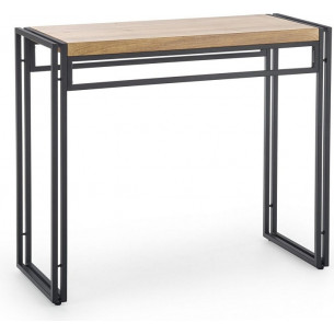 Bolivar 110 gold oak industrial console table Halmar