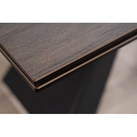 Stół szklany rozkładany Salvadore Ceramic 160x90cm brązowy efekt drewna/czarny mat Signal