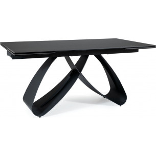 Stół szklany rozkładany Samantha Ceramic 160x90cm czarny sahara noir/czarny mat Signal