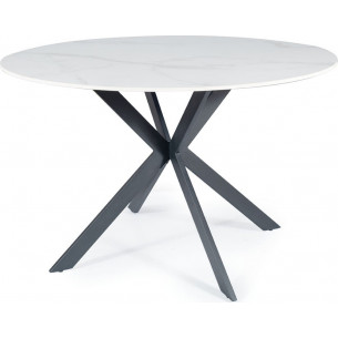 Talia 120cm white marble&amp;black matt round ceramic table Signal