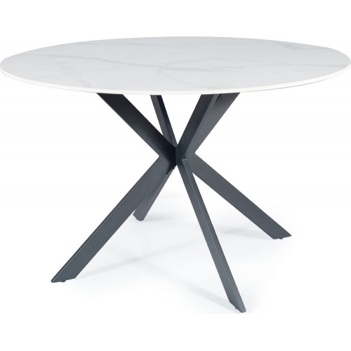 Stół okrągły ceramiczny Talia 120cm biały marmur/czarny mat Signal