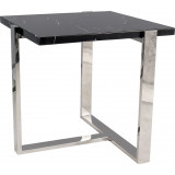 Stolik kwadratowy nowoczesny Vela 61x61cm czarny marmur/srebrny Signal
