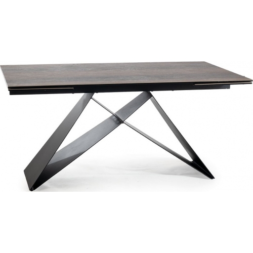 Stół rozkładany nowoczesny Westin Ceramic 160x90cm brązowy efekt drewna/czarny mat Signal