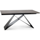 Westin ceramic 160x90cm brown wood effect&amp;black matt extendable modern dining table Signal