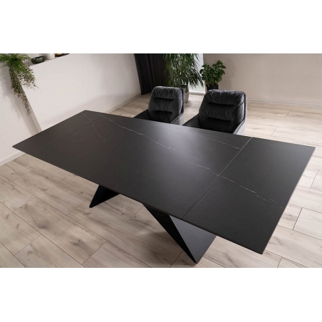 Stół rozkładany nowoczesny Westin Ceramic 160x90cm czarny marmur/czarny Signal