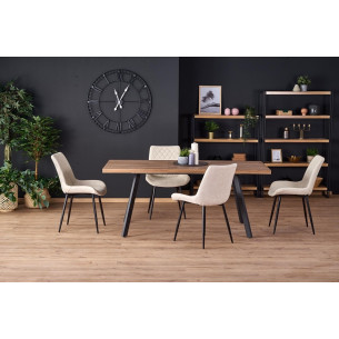 Berlin 160x90cm honey walnut&amp;black loft extendable table Halmar