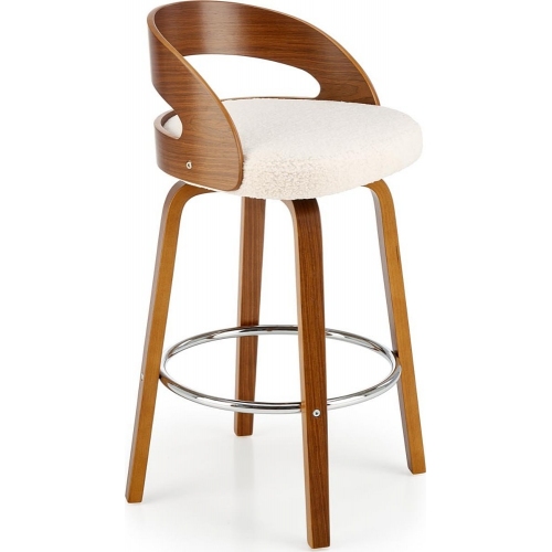 Krzesło barowe drewniane H110 66cm kremowy/orzech Halmar