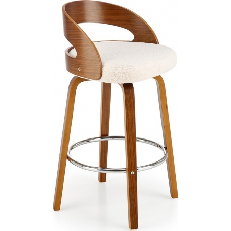 Krzesło barowe drewniane H110 66cm kremowy/orzech Halmar
