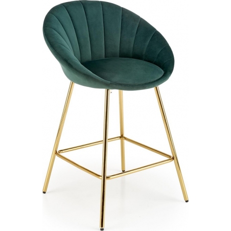 Krzesło barowe glamour na złotych nogach H112 62cm ciemnozielone Halmar
