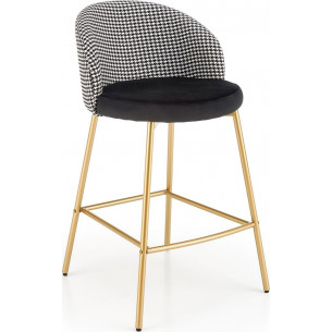 H113 65cm black&amp;white velvet bar stool with gold legs Halmar