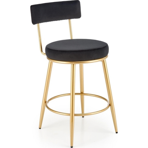 Krzesło barowe welurowe glamour H115 64cm szary/złoty Halmar