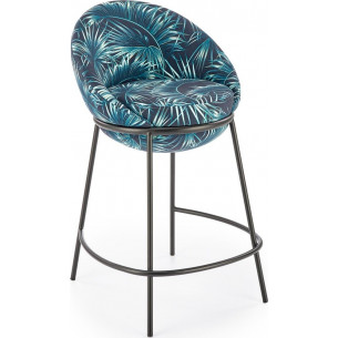 H118 65cm palm&amp;black pattern upholstered bar stool Halmar