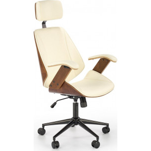 Ignazio walnut&amp;cream office armchair with headrest Halmar