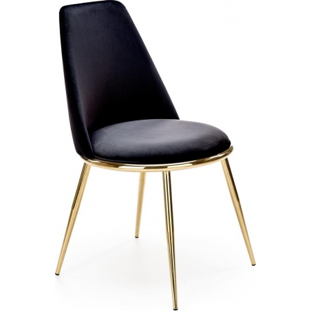 Krzesło welurowe ze złotymi nogami K460 czarne Halmar