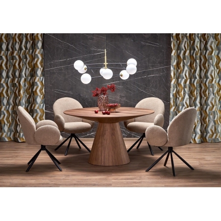 Wygodne i eleganckie Krzesło tapicerowane obrotowe K498 beżowa boucle Halmar do salonu i jadalni