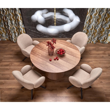 Wygodne i eleganckie Krzesło tapicerowane obrotowe K498 beżowa boucle Halmar do salonu i jadalni