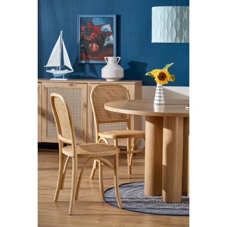 Stylowe Krzesło drewniane z rattanowym siedziskiem K502 Halmar do kuchni i jadalni