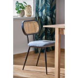 K503 grey boho velvet chair with rattan backrest Halmar