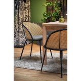 K508 rattan&amp;grey&amp;black rattan chair with velvet seat Halmar