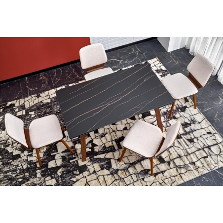 Stylowe Krzesło drewniane tapicerowane K511 kremowy/orzechowy Halmar do kuchni i jadalni