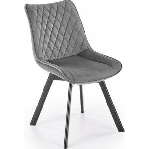 K520 grey velvet chair with quilted backrest Halmar