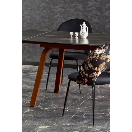 Stół rozkładany Lozano 140x82cm czarny marmur/orzech Halmar