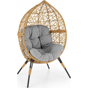 Oskar natural&amp;light grey rattan garden cocoon chair Halmar