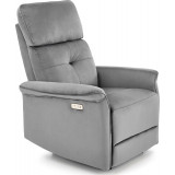 Semir grey electrically reclining velvet armchair with usb Halmar