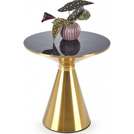 Stolik boczny glamour Tribeca 50cm czarny marmur/złoty Halmar