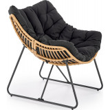 Whisper black&amp;natural boho relaxing armchair Halmar