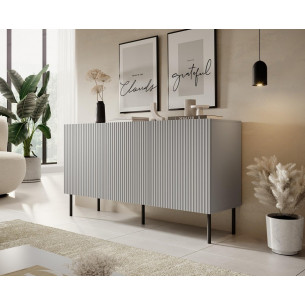 Asensio 150x42cm grey fluted chest of drawers on legs Halmar