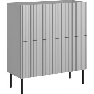 Asensio 100x42cm grey fluted chest of drawers on legs Halmar