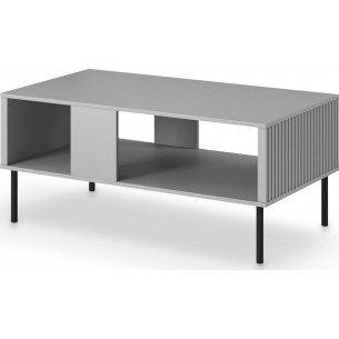 Asensio 110x60cm grey fluted coffee table on legs Halmar