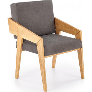 Freedom oak natural&amp;ash wooden upholstered armchair Halmar