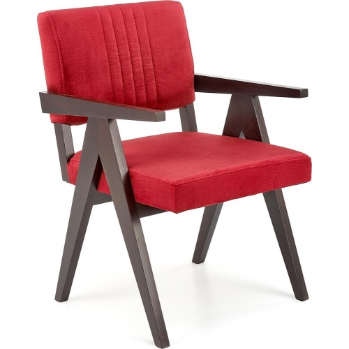 Krzesło drewniane vintage Memory Velvet bordowy/heban Halmar