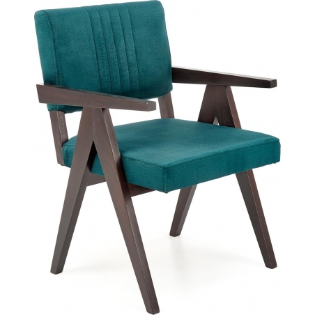 Stylowe Krzesło drewniane vintage Memory Velvet ciemny zielony/heban Halmar do salonu