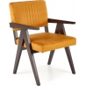 Krzesło drewniane vintage Memory Velvet musztardowy/heban Halmar
