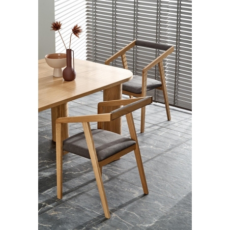 Krzesło drewniane z tapicerowanym siedziskiem Azul dąb/szary Halmar