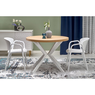 Peroni 100cm golden oak&amp;white round extendable table Halmar