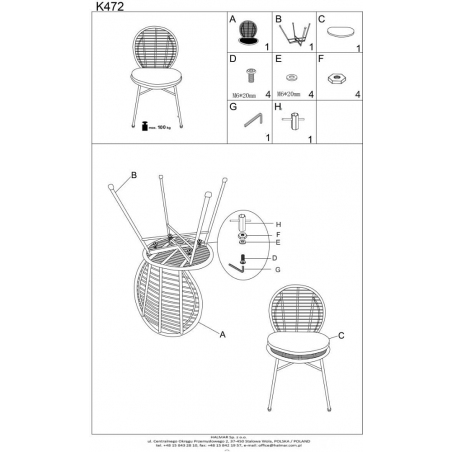 Stylowe Krzesło rattanowe boho K472 naturalny/czarny Halmar do kuchni i jadalni