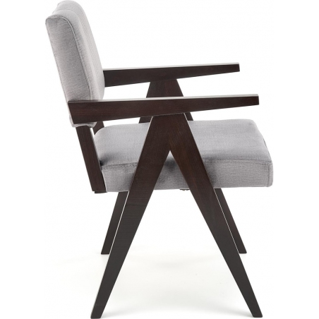 Stylowe Krzesło drewniane vintage Memory Velvet szary/heban Halmar do salonu