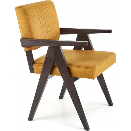 Stylowe Krzesło drewniane vintage Memory Velvet musztardowy/heban Halmar do salonu