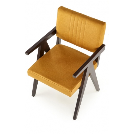 Stylowe Krzesło drewniane vintage Memory Velvet musztardowy/heban Halmar do salonu